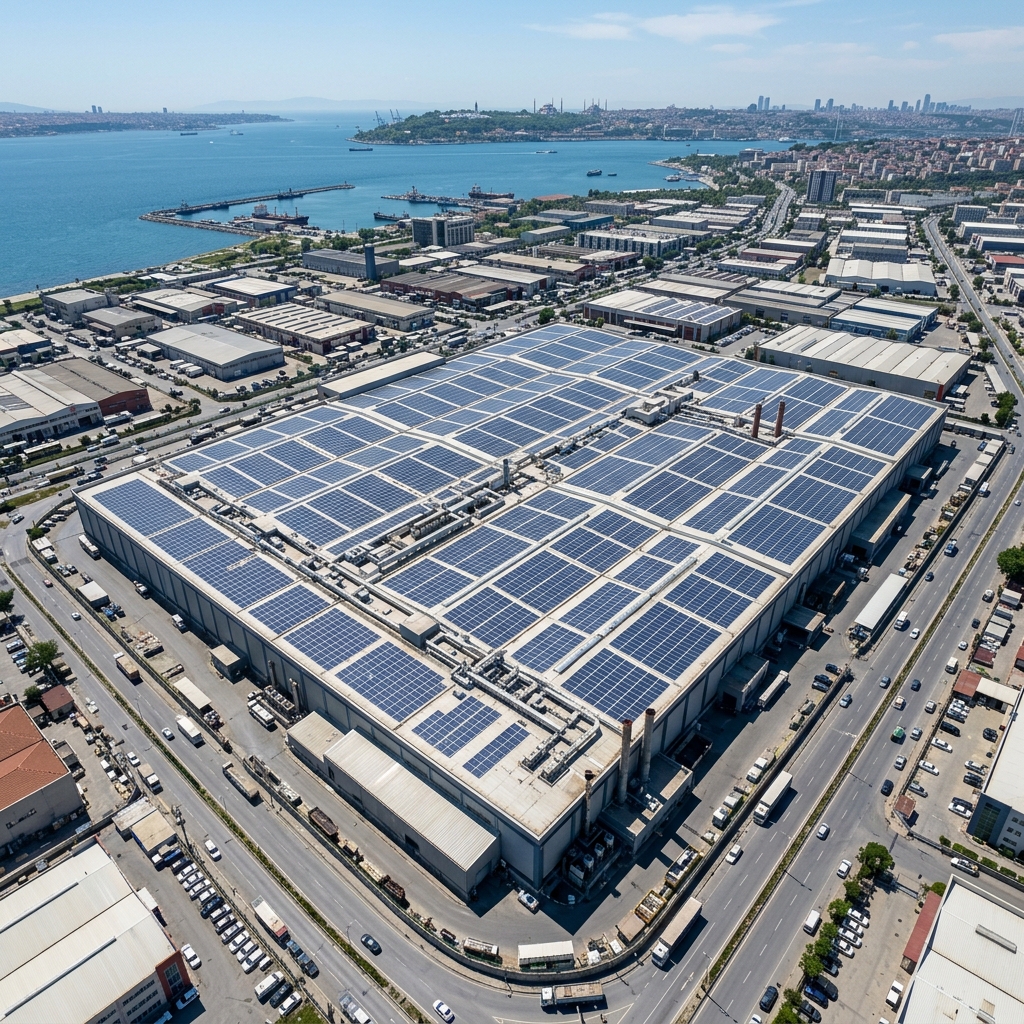 Ticari fabrika çatı güneş enerji sistemi kurulumu